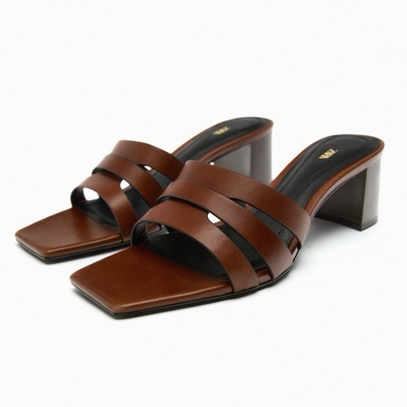 Zara Leather Mules Sandals - Picture 3 of 15